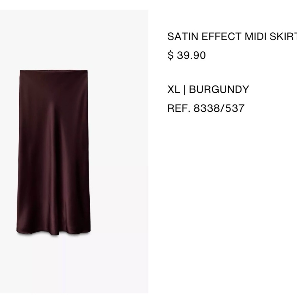 Zara Satin Midi Skirt - Deep Burgundy